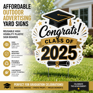 Panneaux publicitaires extérieurs abordables - Panneaux en plastique réutilisables à haute visibilité - pour les célébrations de remise des diplômes dans la cour - Product Image 1