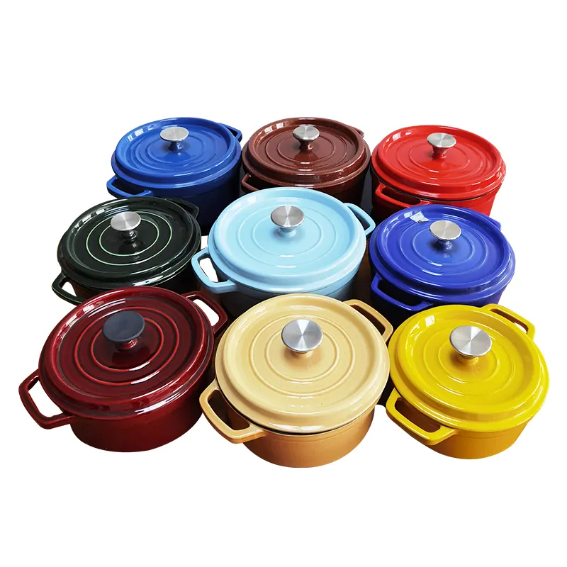 Factory Custom Colored Enameled Cast Iron Round Casserole Cookware Set From China