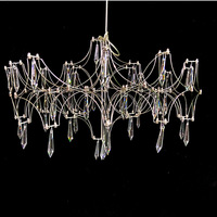 PM acier inoxydable K9 lustre en cristal Villa salon luxe cubique Design suspension lampe étoilé luciole éclairage décoratif