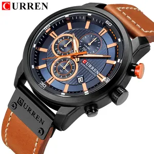 Curren 8291 Klassieke Mannen Quartz Uurwerk Hoge Kwaliteit Lederen Band Chronograaf Custom Business Fashion Luxe Sport Polshorloge