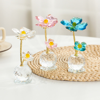 Offre Spéciale – Figurine Florale en Cristal K9 Écologique de Haute Qualité, Motif Petite Orchidée, Décoration d'Intérieur, Cadeaux de Saint-Valentin, avec Tiges