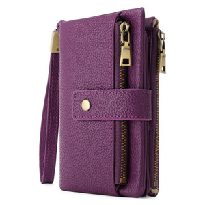Cartera de Muñeca de Cuero Genuino para <span class=keywords><strong>Mujer</strong></span> con Bloqueo RFID, <span class=keywords><strong>Monedero</strong></span> con Doble Cremallera y Tarjetero, Pequeña y Práctica - Product Image 5