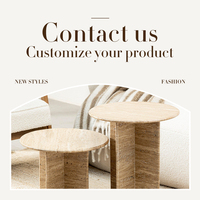 Table d'appoint ronde en travertin avec socle en marbre durable pour le salon
