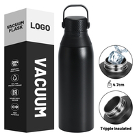Flacon à vide de 500ml 750ml Bouteille isolée extérieure Bouteille d'eau de sport Bouteille d'eau en acier inoxydable