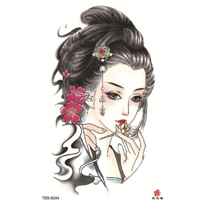 Geisha White <b>Paper</b> Temporary <b>Tattoo</b> Stickers Eco Friendly Water Resistant Indian Style Women Body Art 3 to 7 Days - Product Image 4