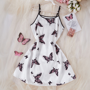 Conjunto de Pijama Elegante para Mujer, Estampado de Mariposas, Tela Tejida, Camisón para Verano, Superventas - Product Image 1