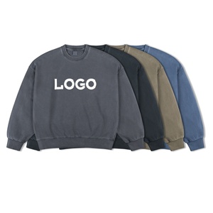 Oem produttore <span class=keywords><strong>Vintage</strong></span> pesante francese Terry Logo personalizzato cotone <span class=keywords><strong>oversize</strong></span> acido lavare felpe da uomo girocollo <span class=keywords><strong>felpa</strong></span> - Product Image 1