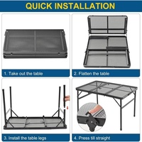 Table de camping pliante en aluminium portable, légère, avec plateau en maille pour le camping, les pique-niques, les barbecues, les événements, meubles d'extérieur