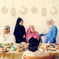 Décoration suspendue en bois ajourée Eid Mubarak pour les fêtes islamiques, résistante aux intempéries, pour l'intérieur et l'extérieur