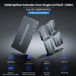 Syong 1080P <span class=keywords><strong>HDMI</strong></span> <span class=keywords><strong>Extender</strong></span> <span class=keywords><strong>Splitter</strong></span> trên Ethernet 1x4 IR từ xa, 1 trong 4 out <span class=keywords><strong>HDMI</strong></span> <span class=keywords><strong>Splitter</strong></span> <span class=keywords><strong>Extender</strong></span> trên Cat6 PoC + Vòng 60m - Product Image 2