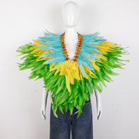 Châle Cape Bohème à Plumes Décoratif avec Col Perlé pour Fête de Carnaval, Spectacle Scénique, Cosplay, Festival
