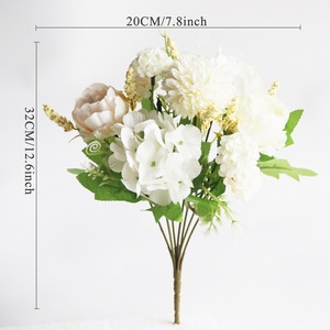 Bouquet de fleurs artificielles haut de gamme, 7 têtes, style européen, pivoines, marguerites, hortensias colorés, pour la maison, <span class=keywords><strong>mariage</strong></span>, extérieur, décoration <span class=keywords><strong>DIY</strong></span> - Product Image 4