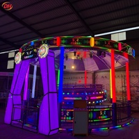 Manège Tagada fixe 24 places avec large auvent d'ombrage et disques disco, machine de jeu familiale pour utilisation extérieure à long terme