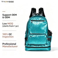 Sac à dos tendance pour femme, vert sarcelle, à paillettes, avec compartiment caché pour chaussures, prise casque, sac banane détachable, personnalisable pour l'université