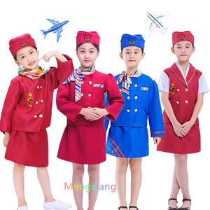 Ocupación Avión Cosplay Traje de carrera Fiesta de Halloween Traje de azafata Fancy Pilot Uniformes Niñas Rendimiento Conjunto de ropa - Product Image 1