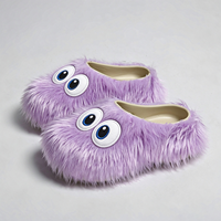 Mules en fourrure personnalisées avec logo, légères et confortables, en fausse fourrure épaisse, sandales d'extérieur en EVA pour femmes