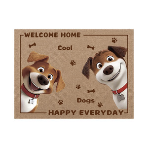 Tapete para Perros Happy Dog, Rectangular, Antideslizante, con Estampado Animal, para Entrada de Casa, Resistente a las Manchas, de Fibra de Poliéster - Product Image 2