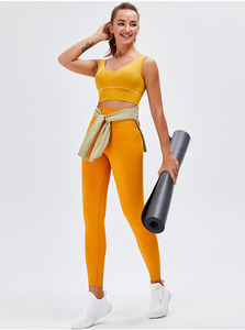 Leggings da Yoga personalizzati a vita alta da palestra senza cuciture anteriori Activewear collant da allenamento Scrunch Booty Hip Rise pantaloni da Yoga per le donne 5 pezzi - Product Image 4