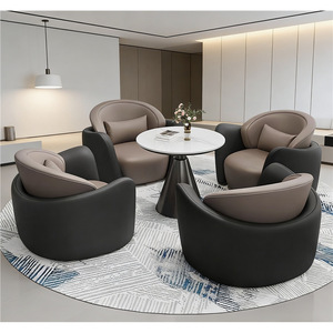 Ensemble de chaises d'attente, canapé rond en cuir pour bureau, hall d'hôtel, salon de beauté, espace de repos, design moderne et confortable - Product Image 2