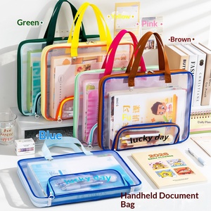 <span class=keywords><strong>Sac</strong></span> à compartiments multiples à fermeture éclair en maille, <span class=keywords><strong>format</strong></span> horizontal <span class=keywords><strong>A4</strong></span>, grande capacité, portable, pour élèves du primaire et du secondaire, modèle 680 - Product Image 2