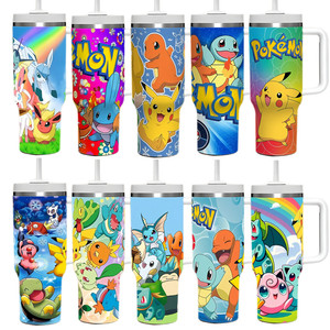 New Wholesale Customized <strong>Pokemoned</strong> Cartoon Tumbler Stainless Steel Vacuum Insulated Water Bottle Cup with Handle and Straw - Product Image 1