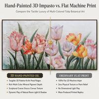 Peintures murales modernes de fleurs de tulipes colorées peintes à la main sur toile, options de taille personnalisée sans cadre pour la décoration du salon