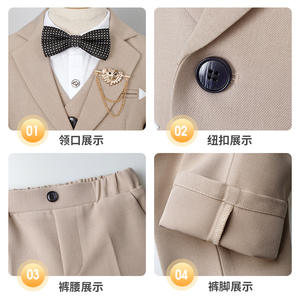 Wholesale Slim Fit <strong>Wedding</strong> <strong>Suit</strong> 3 Pieces Blazer+Pants+Vest Set Fashion Performance/Party Wear for <strong>Boys</strong> - Product Image 4