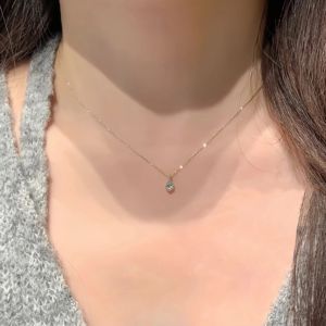 Collier de luxe Xinfly en or 18 carats avec pendentif goutte d'eau en diamant et aigue-marine, style japonais naturel et simple, pour soirée, chaîne de clavicule - Product Image 3