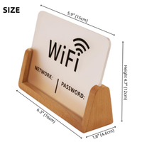 Panneau de signalisation WiFi en acrylique personnalisable, plaque de mot de passe WiFi effaçable avec support en bois pour café, B&B