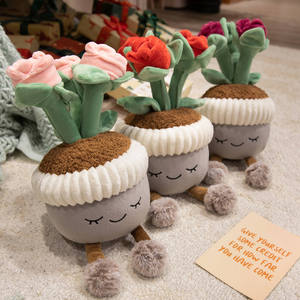 Rose en peluche créative et câline en pot, jouet en peluche rose rouge, plante en peluche rose simulée en pot, cadeaux de Saint-Valentin pour filles - Product Image 2