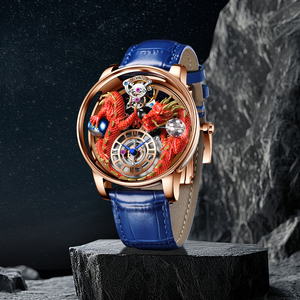 นาฬิกาข้อมือจักรกลผู้ชาย <span class=keywords><strong>Jacob</strong></span> Luxury ดีไซน์ลายมังกรโปร่งใส ระบบอัตโนมัติ กลไกจักรกลมังกรจีน สายหนัง - Product Image 2