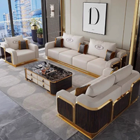 Ensemble de canapés sectionnels extensibles en similicuir moderne avec pieds en acier inoxydable et rembourrage en éponge pour appartements, hôtels et salons