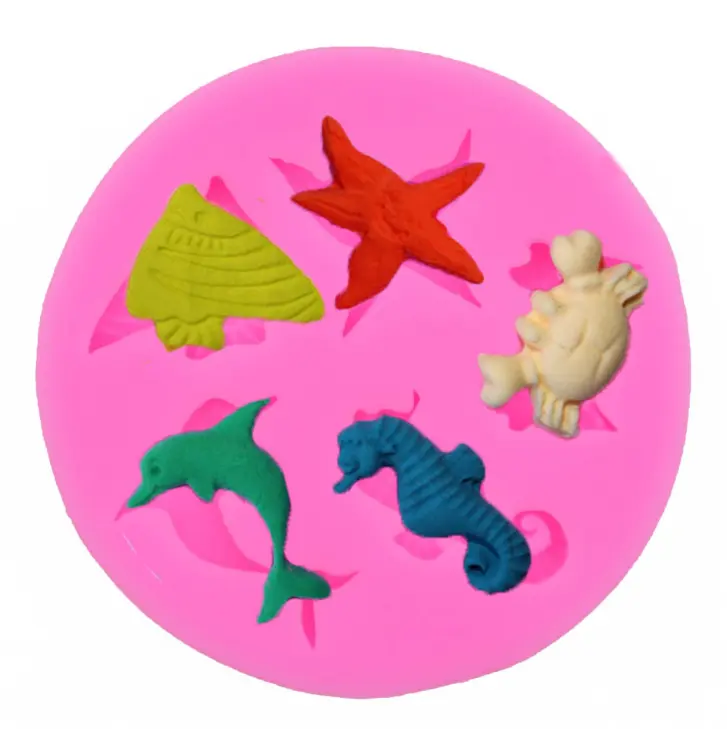 3D animali marini in Silicone liquido fondente stampi per Cupcake Toppers torta cioccolato e caramelle biscotti decorazione di cottura