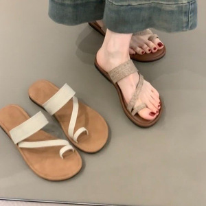 2026 Minimalist Toe Loop Flat <b>Sandals</b> For Women, Soft Sole Comfort One Strap Vacation Slides - Product Image 3