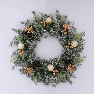 Guirlande de Noël en PVC+PE vert de 45 cm avec décorations dorées, guirlande artificielle faite à la main pour décoration intérieure - Product Image 3