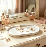 Plateau de rangement cosmétique en céramique vierge, design géométrique moderne et personnalisable, multifonctionnel, résistant à la chaleur, parfait pour la décoration intérieure