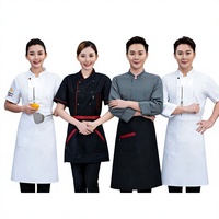 Uniforme de chef à manches longues et courtes pour l'automne/hiver, pour la restauration, les cuisines de restauration rapide ; 100% polyester, impression en relief, uniforme de chef pour hommes