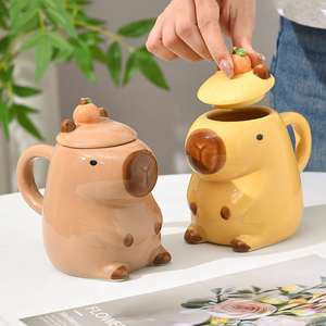 3D Capybara <b>Mug</b> Ceramic Couple <b>Mugs</b> Funny Tea Cup Unique Coffee <b>Mug</b> with Lid - Product Image 1