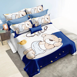 Good Dream 3D Kid Blue Fundas de edredón Sábanas impresas con fundas de almohada Diseño de oso de microfibra Juego de cama para niños - Product Image 1