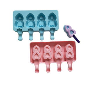 Stampo per Gelato in Silicone Ecologico a 4 Cavità, Antiaderente e Durevole, Forma <span class=keywords><strong>di</strong></span> <span class=keywords><strong>Cuore</strong></span>, Vari Stili, per Dolci e Pudding - Product Image 1