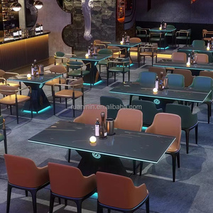 Modern Bar KTV NightClub <strong>with</strong> Light <strong>Table</strong> Sets Black Metal Chair <strong>Table</strong> and <strong>Stools</strong> for Hotels and Parties - Product Image 3