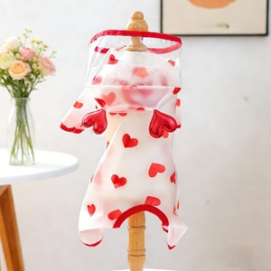 Pet Raincoat Heart Print Waterproof Coat For <b>Small</b> Medium Dogs Cats Four Seasons Outdoor Wear - Product Image 2