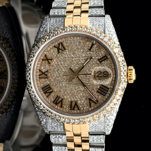 Reloj de Lujo para Hombre, Estilo Hip Hop, con Diamantes Moissanite, Acero Inoxidable, Resistente al Agua, Esfera Redonda, con Cierre de Brazalete - Product Image 1