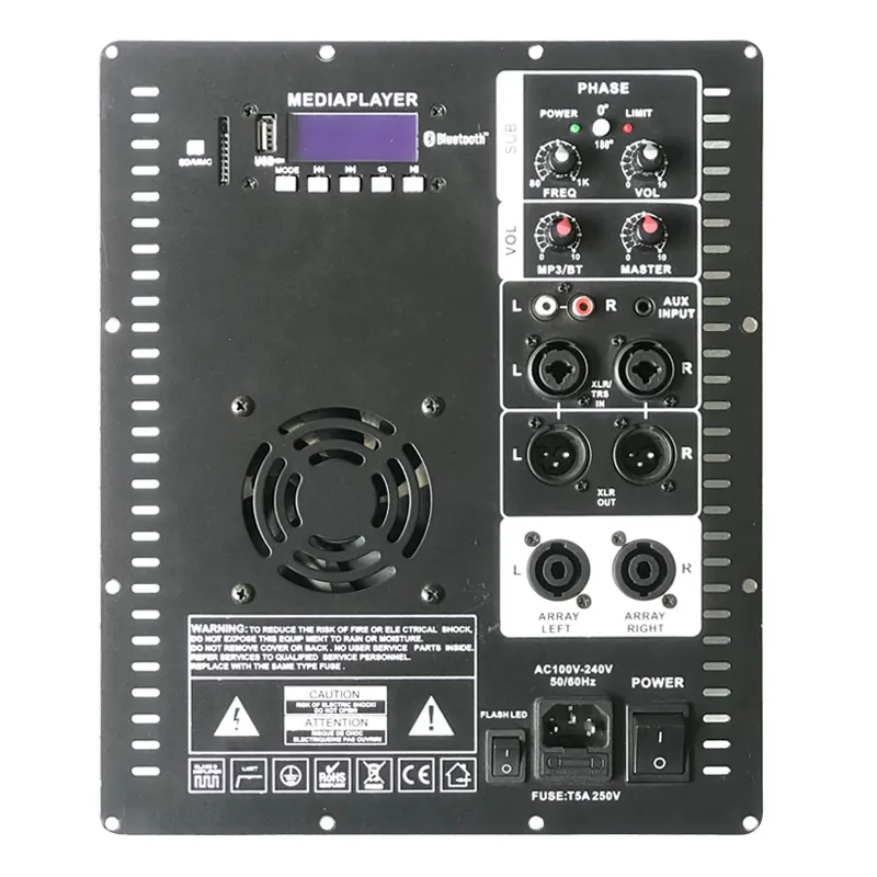 Amplificador de placa de potência superior com dsp e bluetooth, para subwoofer e auto-falante profissional bi amped, potência 1000w