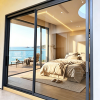 Puerta Corredera de Aluminio AS2047 Resistente a Huracanes, Plegable, con Vidrio Laminado de Seguridad, Moderna, para Interiores, Jardín, Patio, de Alta Calidad