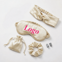 5 Pcs Set Masker Tidur Kasual Sutra Buatan Empat Musim, Ikat Rambut, Penutup Telinga, dan Kantung dengan Logo Kustom