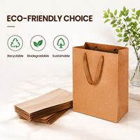 Sacs de courses en papier kraft écologiques, robustes et réutilisables, emballage cadeau biodégradable pour vêtements et thé, logo personnalisé en gros