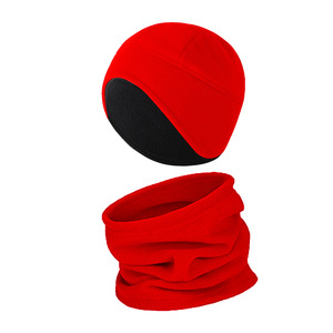 <b>Winter</b> Fleece Neck Warmer And Hat Set Solid Color Two Piece For Outdoor Sports Warm Protection Adult Unisex - Product Image 3