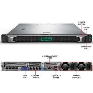 Serveur en rack DL325 Gen10 8SFF 500W RPS 1P 1U avec processeur EPYC 7443P, 32 Go de mémoire et alimentation 500W P18604-B21 en stock - Product Image 1