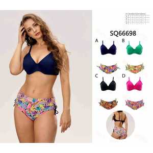 Conjunto de Bikini Triangular de 2 Piezas para Mujer, Traje de Baño de Verano para Playa, Top Halter con Tirantes Laterales y Braguita de Cintura Alta, Nuevo al por Mayor SQ66698 - Product Image 1
